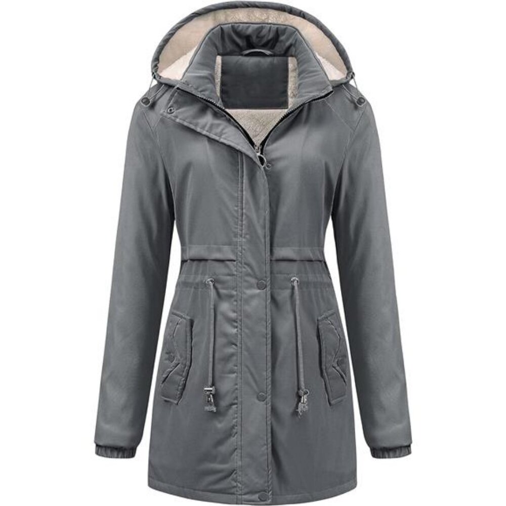 Chrisuno Women's Mid-Length Parka Winter Outerwear Jacket Soft Fleece Warm Snow